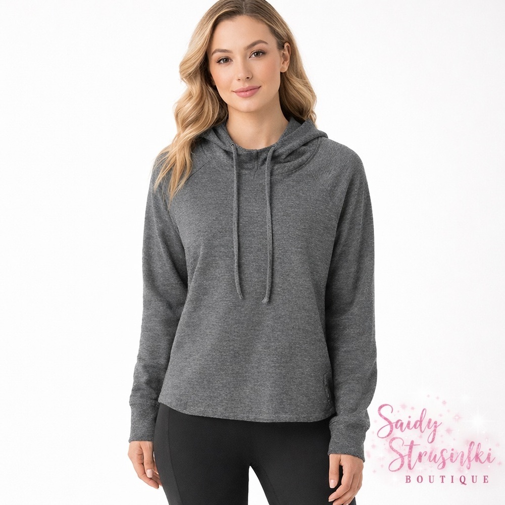 Reebok Gray Pullover Hoodie Women's Size Large Athleisure Soft Stretch